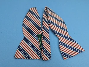 Cravatte Beau Vermont vintage patriottica bandiera americana stelle righe 100% seta - Foto 1 di 8