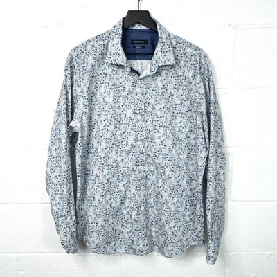 Bugatchi Classic Fit Long Sleeve Button Up Shirt XL Blue White Floral Print - Image 1 of 4