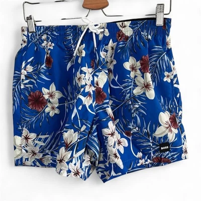 Boss Beach Mens Piranha Blue Floral Swim Trunks Small - Image 1 of 4