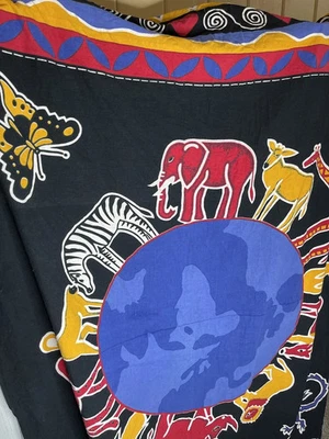 Gypsy Rose Bohemian One World Safari Animals Black Hippie Tapestry Wall decor - Image 1 of 4