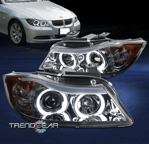 For 06-08 BMW E90 3 Series Sedan LED Eye Lid Halo Projector Headlight Lamp Smoke - Picture 1 of 12