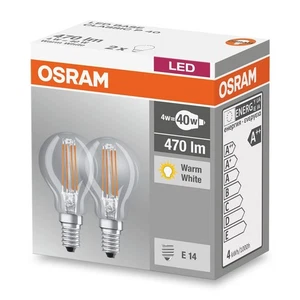 2 x Osram LED Filament Lampen Tropfen 4W = 40Watt E14 klar Kugel warmweiß 2700K - Bild 1 von 2
