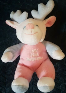 Chad Valley My First Christmas Reindeer Pink Blue White Soft Toy - Picture 1 of 4