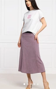 New BOSS Hugo Boss Women Fiabella Jacquard knit Skirt Pink Navy Blue Size S - Picture 1 of 3