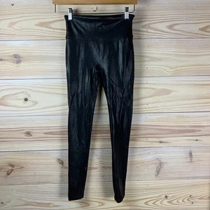 Spanx Leggings Womens Small Black Metallic Pants Biker Goth - Picture 1 of 14