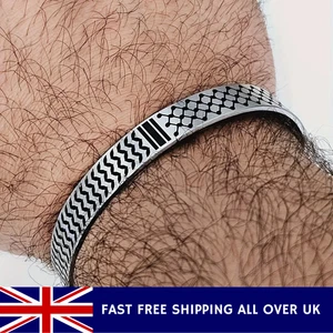 Edelstahl Keffiyeh Manschette Armband offen Armreif Nahost Arabisch Schmuck - Bild 1 von 11