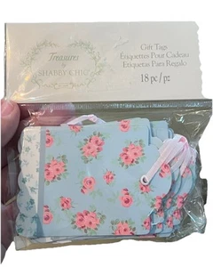 New Treasures by Shabby Chic Blue & Pink Floral Gift Tags Birthday Pack of 18 - Picture 1 of 3