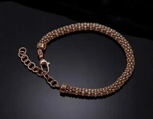 Bracciale Vintage Perline Intrecciate - Tono Bronzo Metallizzato, Chiusura Aragosta 9" - Foto 1 di 3