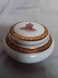 Fraureuth patriotische Deckeldose Dose Porträt Wilhelm II m. Pickelhaube Uniform - Picture 1 of 10