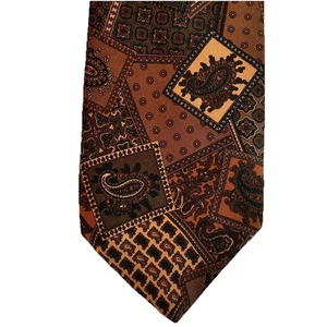 Corbata para hombre Bill Blass Jacquard seda retazos en marrón hecha en EE. UU. 3,75x57” usada en excelente estado - Imagen 1 de 10