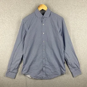 Hugo Boss Shirt Mens M Blue Checked Slim Fit Long Sleeve Button Up Smart Casual - Picture 1 of 14