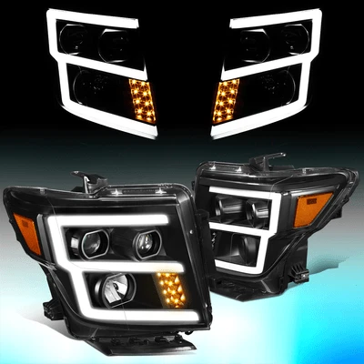 For 2016-2022 Nissan Titan XD LED Signal Projector Headlight Lamps Black/ Amber - Image 1 of 4