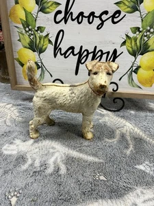 Vintage Yellow CAST-IRON FOX TERRIER DOORSTOP - Picture 1 of 9