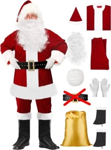 Men's Deluxe Santa Suit 8PC. Christmas Adult Large Santa Claus Costume - Bild 1 von 6