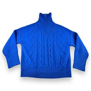 A NEW DAY Boxy Chunky Cable Knit Turtleneck Sweater Blue Womens Size M NWT - Picture 1 of 10