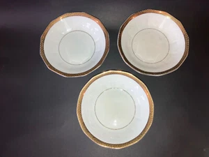 1915 Sachsen China Creme 18 kt Goldbesatz 3 Dessertschalen Antik 100 Jahre alt - Bild 1 von 8