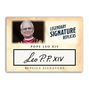 Papa Leone XIV ACEO Replica Autografo Cattolico 2025 Città del Vaticano Firma Card - Foto 1 di 4