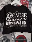 Girls George Black 'Because You Are Unique' Cropped T-shirt Age 7-8 Years