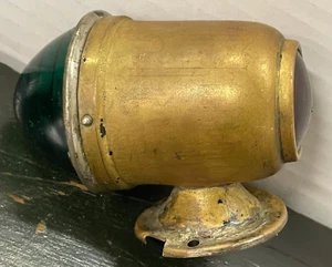 Vintage Automobile Car Truck Brass Fender Lamp Assembly Red Green Lenses - Imagen 1 de 6