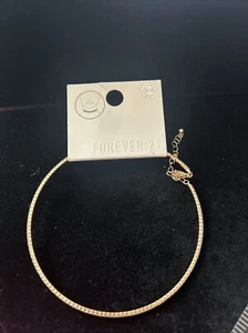 Forever 21 Damen Halsreif Halskette Strass auf dünnem goldfarben 4" quer NOC - Bild 1 von 9