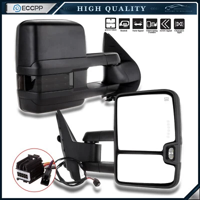 Pair For 2007-2014 Chevy Silverado Sierra Power Heated LED Signal Tow Mirrors - Изображение 1 из 4