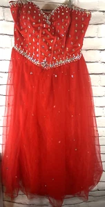 NUEVO Corsé de vestido formal/graduación sin mangas con estrás rojo talla 26W para mujer - Imagen 1 de 8