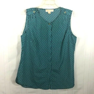 Michael Kors Blue and Black Women's Size: 10 Diamond Print Sleeveless Blouse - Picture 1 of 5