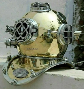 Casco subacqueo 18" acciaio e ferro finitura antica SCA U.S Navy Mark Maritime - Foto 1 di 4