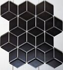 100 feuilles mosaïque de porcelaine cube diamant noir mat pour carreaux de mur et de sol