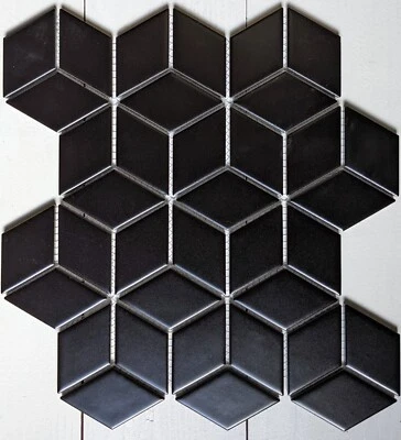 Matte Black Cube Mosaic Wall Floor Tile, 5 Sheets - Image 1 of 4