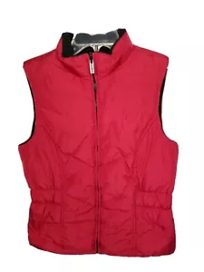 Express Reversible Down Puffer Vest Women's Medium Red Black Excellent Warm - Picture 1 of 8