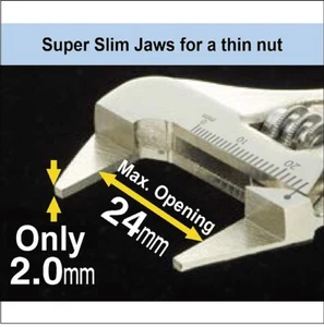 CHIAVE INTELLIGENTE REGOLABILE sottile 2 mm ganasce chiave a scimmia BNC Vol Pot ENGINEER TWM-07 - Foto 1 di 10
