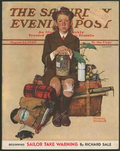 Saturday Evening Post August 24 1940 Norman Rockwell Cover ~"Home from Camp" - Picture 1 of 4