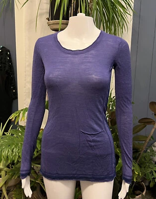 Top Athleta capa base púrpura mezcla lino seda manga larga para mujer XXS Foto 1 de 4