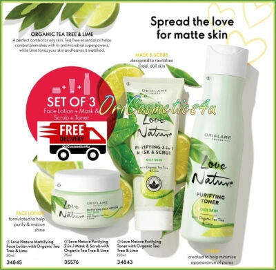Oriflame Love Nature Purifying Tea Tree & Lime Set - For Oily Blemish Prone Skin - Image 1 of 4