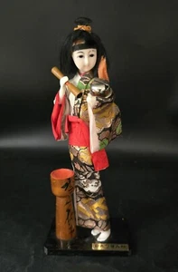 VTG Japanese Kokeshi Hietsuki Ningyo Kihara Doll Kimono Geisha Bell 8.5" - Picture 1 of 4