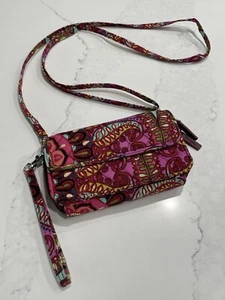 Vera Bradley Mini Crossbody Bag Wristlet Paisley Maroon Lila Floral Reise - Bild 1 von 9
