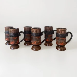 6 große Tassen Becher Vintage Keramik Italy Emaille Fat Lava Handarbeit - Bild 1 von 9