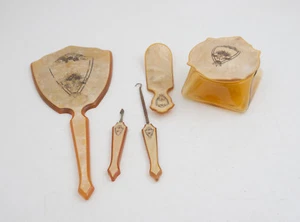 Vintage Art Nouveau Deco Plastic Lucite or Celluloid Vanity Set Mirror (C4L) - Picture 1 of 11