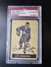 1961-62 Parkhurst Dave Keon #5 Signed Rookie PSA/DNA Auto RC HOF Autographed