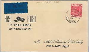 62278 - CHIPRIO - HISTORIA POSTAL - PRIMER VUELO Cubierta: FAMAGUSTA - Egipto 1932 - Imagen 1 de 2