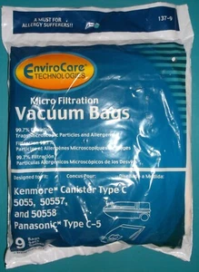 KENMORE CANISTER TYPE C 9 VACUUM BAGS 5505 50557 50558 PANASONIC ENVIROCARE NEW - Picture 1 of 8