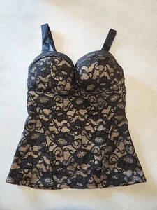 Victoria's Secret 36C Very Sexy Miraculous Bombshell Black Lace Floral Zip Up Ta - Picture 1 of 6
