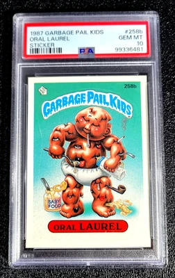 PSA 10 GEM MINT TOPPS ORAL LAUREL 1987 GARBAGE PAIL KIDS STICKERS G6110 - Image 1 of 2