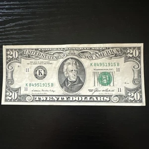 (ERROR - BACK MISALIGNED) $20 1985 FEDERAL RESERVE NOTE Crisp palindrome serial￼ - Picture 1 of 6