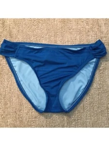 MOSSIMO SUPPLY CO. Women's Blue Striped Shirred Bikini Swimwear Bottom M - Picture 1 of 3