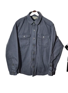Duluth Trading Jacket Mens L Gray Full Snap Workwear Canvas Heavyweight Lined - Picture 1 of 8