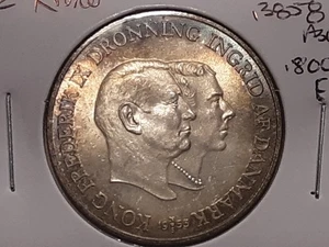 1953 Dänemark Silber 2 Kronen Original Near Gem Unc  - Bild 1 von 6