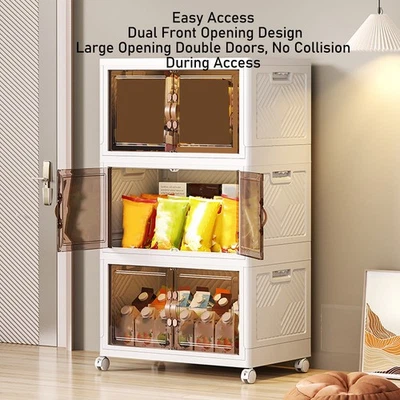 Collapsible Stackable Storage Bins Dustproof Folding Storage Bins Organizer With - Image 1 of 4