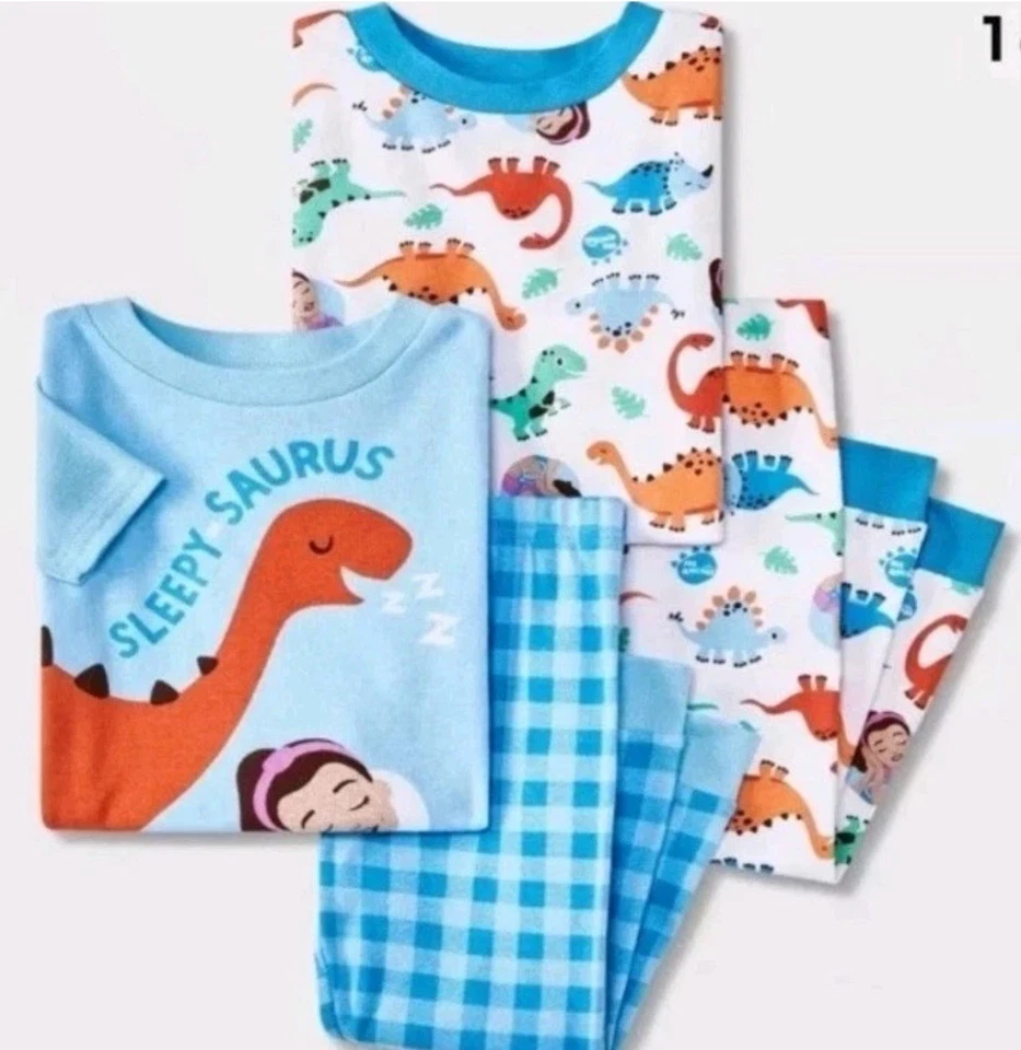 Toddler 4pc Short Sleeve Cotton Snug Fit Ms. Rachel Pajama Set Blue 3T